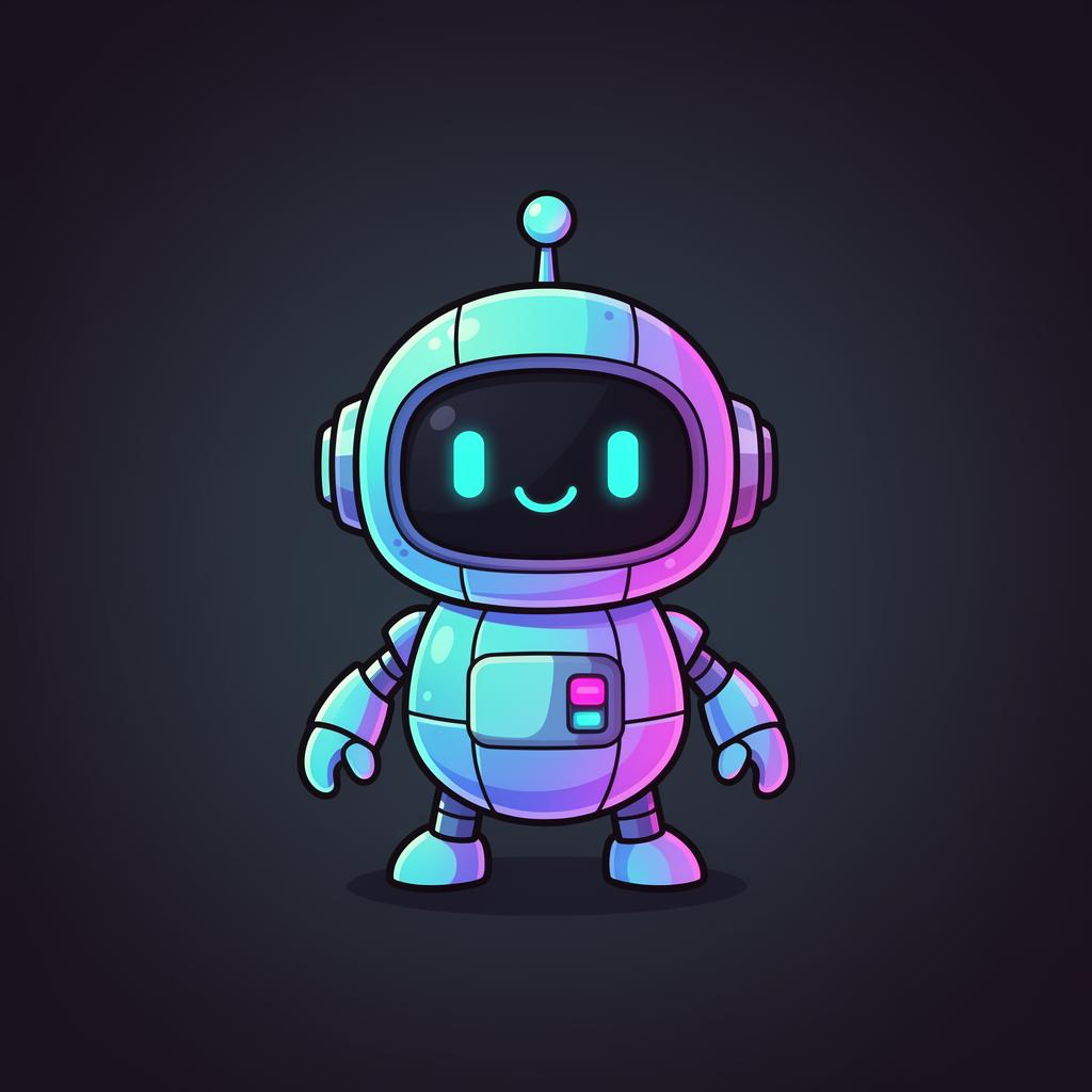 Friendly round robot game mascot