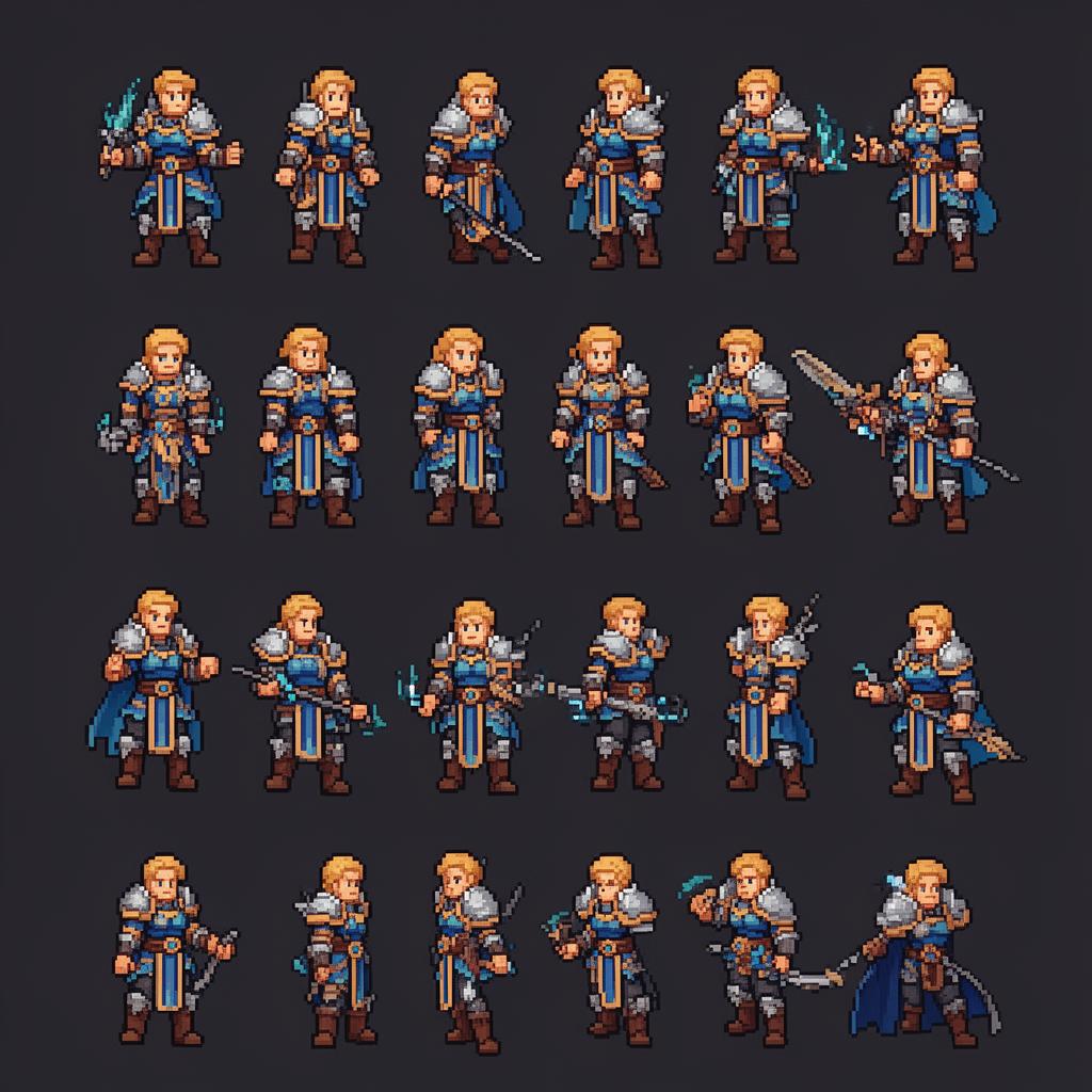 Fantasy hero character pose sheet
