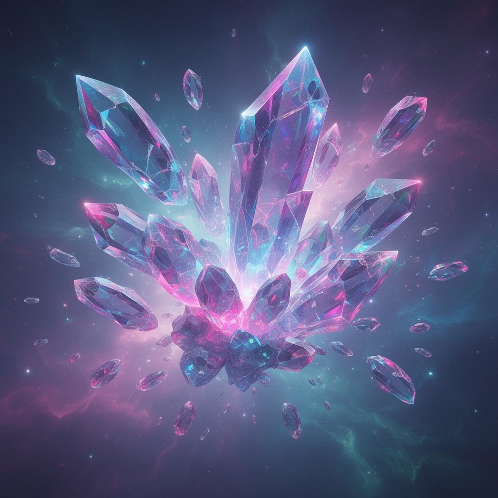 Glowing crystal formation in deep space