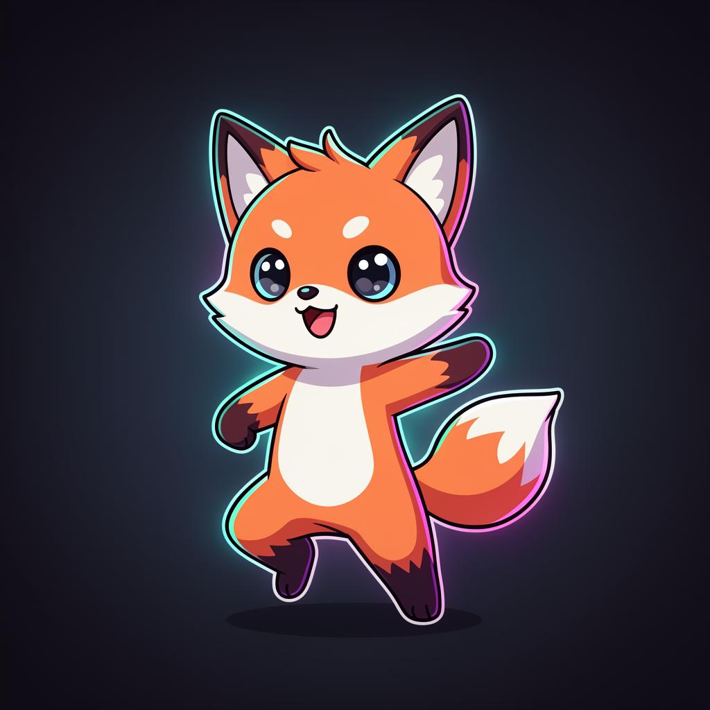 Energetic cartoon fox mascot