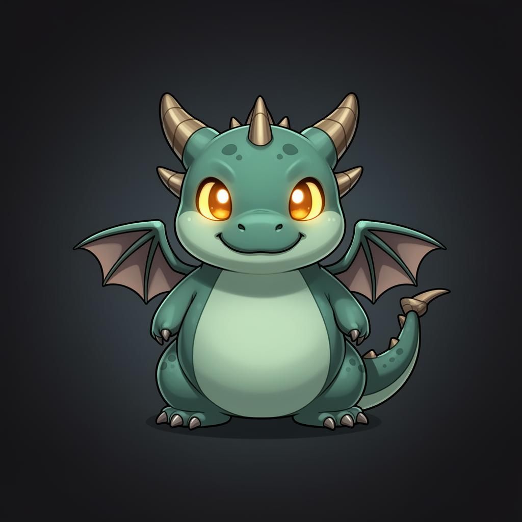 Chunky cute dragon game mascot